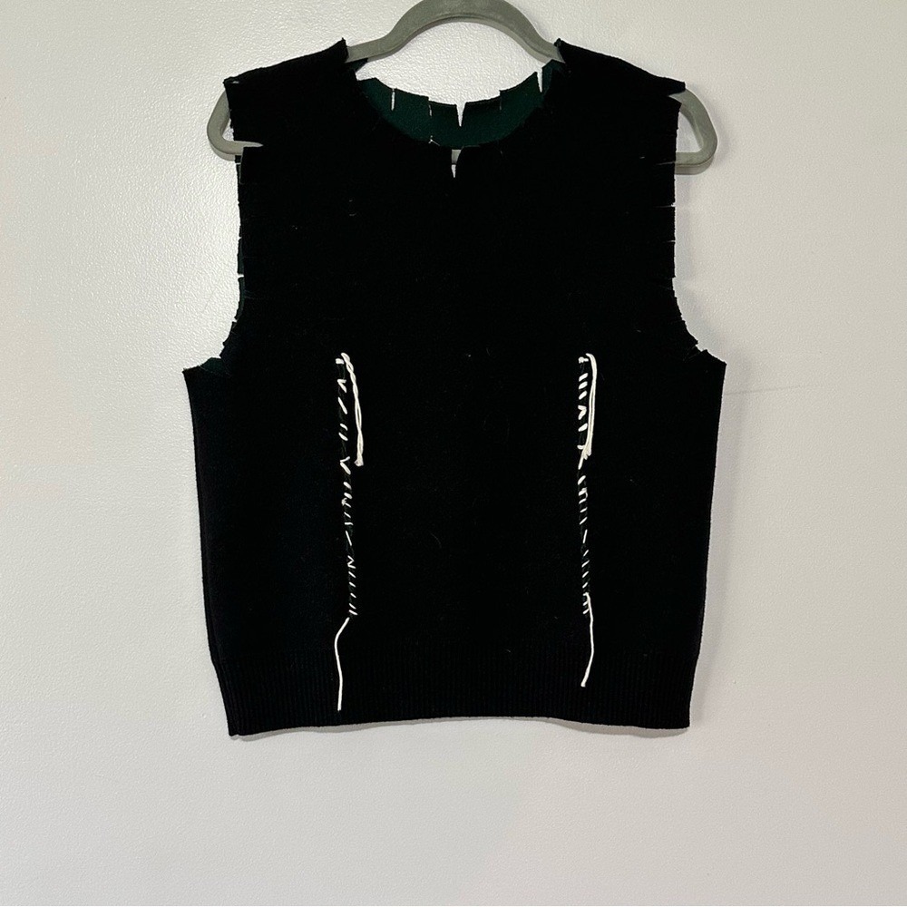 New Maison Margiela Women Distressed Wool Knit Vest Size Medium